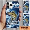 Maxcorners Fishing Blue Water Wave Premium Style Sport Personalized Name Phone Case (8 Fish Species)