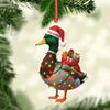 Maxcorners Funny Christmas Duck Acrylic Ornament - Mallard Santa with Lights and Gifts, Personalized Holiday Decoration for Duck Lovers, Unique Hunter Christmas Gift