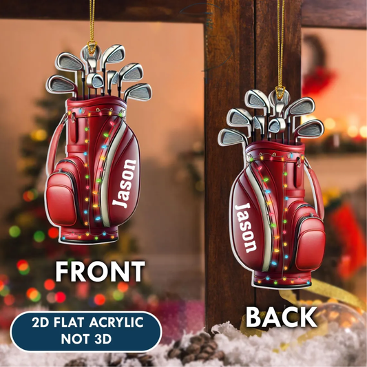 Maxcorners Custom Name Golf Backpack Xmas Ornament, Golf Accessories, Christmas Golf Gift