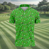 Maxcorners Three Leaf Clover Golf And Beer St Patrick's Day Green Golf Shirt, Fun Golf Shirts For Men, Polo Shirts For Men