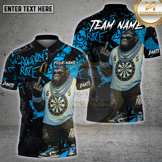 Maxcorners Urban Style Gorilla Dartboard Multioptions Personalized Name, Team Name Unisex 3D Shirt (4 Colors)