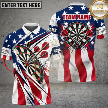 Maxcorners Darts & Patriotic Bullseye American Stars Graphic Customized Name, Team Name 3D Shirts