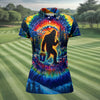 Maxcorners Tie Dye Bigfoot Fishing Forest Golf Shirt, Women’s Golf Apparel, Golf Tops For Women LM1507
