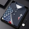 Maxcorners Christian American Flag Cross Golf Polo Shirt, Women's Golf Polo, Golf Tops For Women LM1507