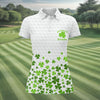 Maxcorners Shenanigans Coordinator Golf Ball Pattern St Patrick Day White Golf Shirt, Women's Golf Tops, Ladies Golf Polos