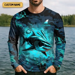 Maxcorners Hunt or Be Hunted Deep Sea Danger Performance Fishing Shirts, Fishing Gifts For Men, Men's Fishing Shirt