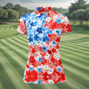 Maxcorners Red White Blue Hawaiian Golf Shirt, 250 Years Women's Golf Tops, Ladies Golf Shirts LM1507