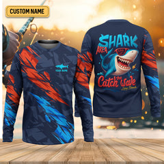 Maxcorners Shark Fishing Shirt, Shark Area Surf's Up The Catch Wave, SPF Shirt For Men, Gift For Fisherman