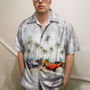 Maxcorners Personalized Muscle Car Hawaiian Shirt, Flower And Palm Tree, Custom Photo Car Aloha Shirts (Up to 5 photos)