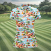 Maxcorners Surfing Santa Tropical Christmas Golf Shirt, Beach Reindeer Holiday Polo, Women's Golf Tops, Printed Golf Shirt LM1507