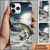 Maxcorners Fishing Moon Ocean Splash Personalized Name Phone Case (8 Fish Species)