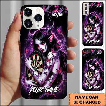 Maxcorners Darts Purple Demon Girl Butterfly Fantasy Personalized Name 3D Phone Case