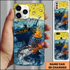 Maxcorners Fishing Phone Case Beer Splash Fishing Graphic Personalized Name 3D Phone Case (10 Fish Species)