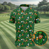 Maxcorners St Patrick's Day Leprechaun Golf Pose Rainbow Gold Pot Shamrock Golf Shirt, Golf Tops For Men, Golf Shirts For Men