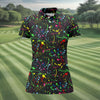 Maxcorners Neon Paint Splatter Pattern Golf Shirt, Women's Golf Shirt, Hawaiian Golf Shirt, Golf Polo For Women LM1507