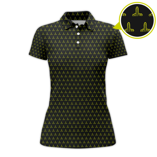 Maxcorners Cactus Pattern Golf Shirt, Funny Golf Polos , Crazy Golf Shirts For Men