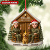 Maxcorners Personalized Hunter Couple Dog Christmas Ornament, Custom Name “You and Me and the Dog” Cabin, Cute Hunting Family Pet Lover Gift