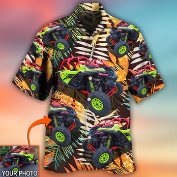 Maxcorners Personalized Racing Car Hawaiian Shirt, Polaris Pro Tropical Pattern Custom Photo Car Aloha Shirts