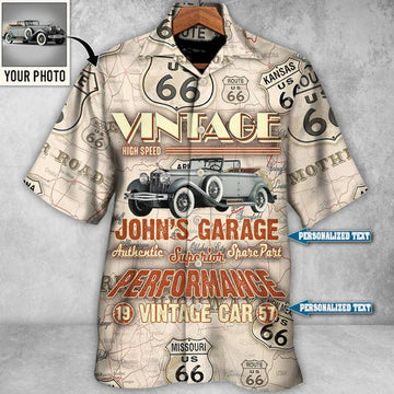 Maxcorners Personalized Route 66 Vintage Car Take Me On A Road Trip, Custom Photo Car Aloha Shirts Ver 2