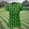 Maxcorners Four Leaf Clovers Golden Horseshoes St Patrick's Day Golf Shirt, Women's Golf Tops, Ladies Golf Polos