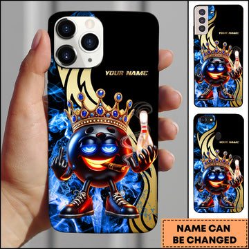 Maxcorners Bowling Crown King Ball Character Multicolor Personalized Name 3D Phone Case
