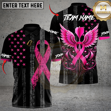 Maxcorners Pink Ribbon Awareness Darts Customized Name, Team Name 3D Shirt