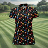 Maxcorners Electric Guitar Pattern Black Golf Shirt, Women’s Golf Polo, Golf Shirts For Women, Printed Golf Shirt LM1507