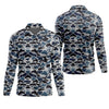 Maxcorners Blue Camo Performance Fishing Shirts, SPF Shirt For Men, Hooded Fishing Shirt, Fishing Shirts For Men