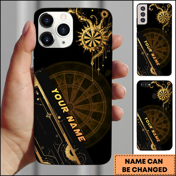 Maxcorners Darts Phonecase Modern Gold Abstract Splash Dartboard Art Personalized Name 3D Phone Case