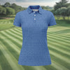 Maxcorners Blue Text Pattern Golf Polo Shirt, Ladies Golf Shirts, Golf Tops For Women LM1507