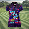 Maxcorners 80s Retro Party Golf Shirt, Neon Synthwave Sunset Pattern, Golf Shirt For Women LM1507