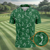 Maxcorners Stick Figure Golf Pose Shamrock Golf Shirt, St Patrick's Day Golf Tops For Men, Polo Shirts For Men