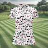 Maxcorners Pink Flamingo Golf Cart Martini Hawaiian Golf Shirt, Women’s Golf Polo, Ladies Golf Shirts LM1507