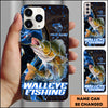 Maxcorners Fishing Blue Flame Smoke Line Premium Style Sport Personalized Name Phone Case (8 Fish Species)
