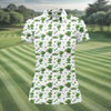 Maxcorners Three Leaf Clover Golf And Beer St Patrick's Day White Golf Shirt, Women's Golf Shirts, Ladies Golf Polos