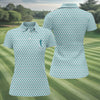 Maxcorners St Patrick's Day Shamrock Golf And Beer Blue And White Golf Shirt, Women's Golf Tops, Ladies Golf Polos