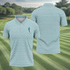 Maxcorners St Patrick's Day Shamrock Golf And Beer Blue And White Golf Shirt, Polo Shirts For Men, Golf Shirts For Men