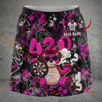 Maxcorners Darts Pink 420 Smoking Bear Graffiti Personalized 3D Skirts With Shorts