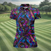 Maxcorners Vibrant Neon Liquid Marble Abstract Golf Shirt, Women’s Golf Tops, Women’s Golf Apparel LM1507