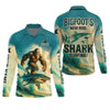 Maxcorners Bigfoot's New Ride Shark Surfing Fishing UPF Shirts, Funny Fishing Shirt, Presents For Fishermen