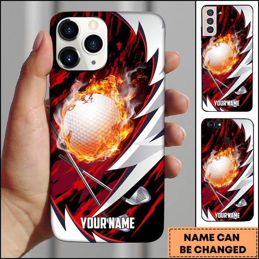 Maxcorners Golf Dynamic Red Flaming Fire Golf Ball Speed Strike Personalized Phone Case