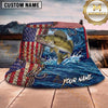 Maxcorners Fishing Patriotic American Flag Fishing Design with Dynamic Water Splash Personalized Name 3D Bucket Hat (13 Fish Species)
