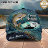 Maxcorners Fishing Teal Scale Ocean Boat Personalized Name 3D Cap (12 Fish Species)