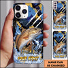 Maxcorners Blue Gold Paint Splash Personalized Name Phone Case (13 Fish Species)