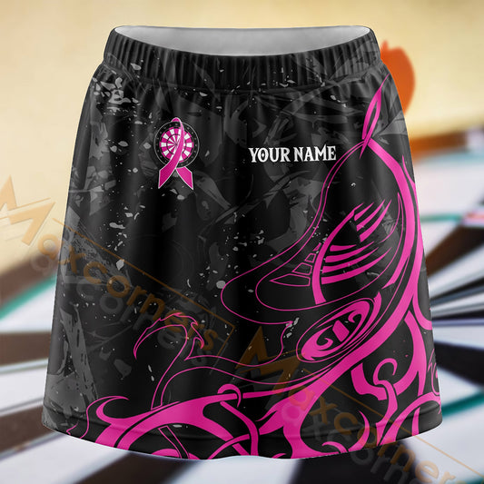 Maxcorners Darts Pink Ribbon Tribal Dartboard Personalized 3D Skort, Skirts With Shorts