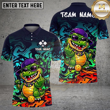Maxcorners Pickleball Polo Hip Hop Crocodile Character Multiple Options Personalized Name, Team Name 3D Shirt