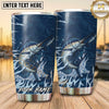 Maxcorners Fishing Tumbler Navy Blue Flame Splash Design Personalized Name Tumbler (13 Species)