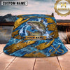 Maxcorners Fishing Blue Water Golden Armor Plate Personalized 3D Bucket Hat (13 Fish Species)