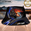 Maxcorners Skeleton Angler Fishing Black Blue Sunset Personalized Name 3D Bucket Hat (12 Fish Species)