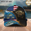 Maxcorners Fishing American Flag Leather Zipper Personalized Name 3D Cap (12 Fish Species)